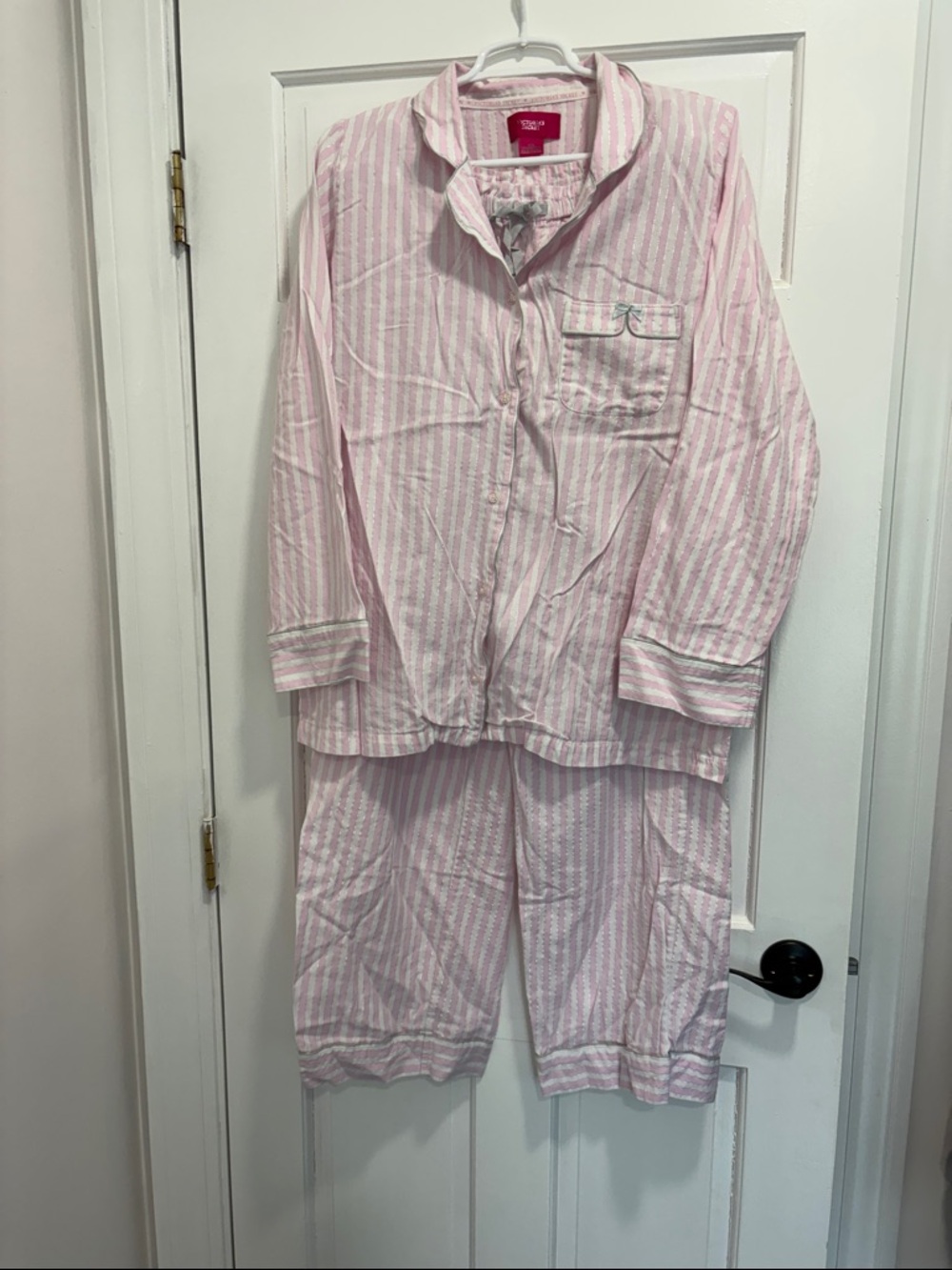 Victoria's Secret Pink and White Striped Cotton Pajama Set